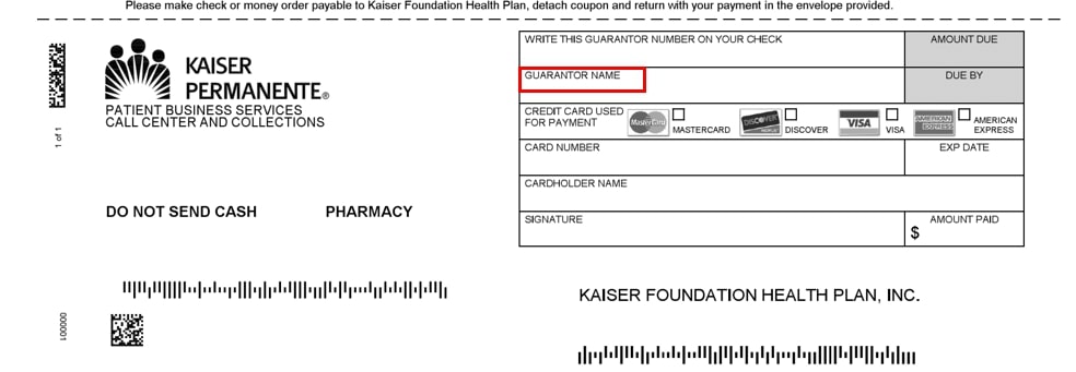 Kaiser permanente premium bill payment cognizant call out number